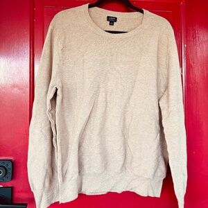 J Crew Large Cotton Thin Sweater Pull Over Sand Tan Re Imagined Women's